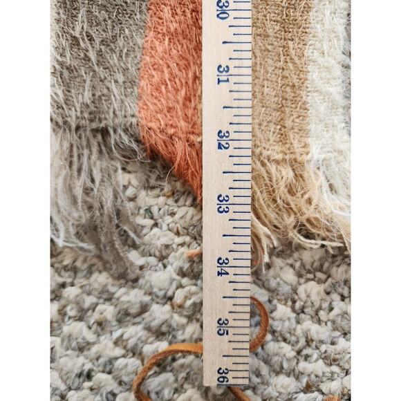 KORI America Striped Eyelash Fringe Boho Kimono Cardigan Sweater S/M - Picture 5 of 6